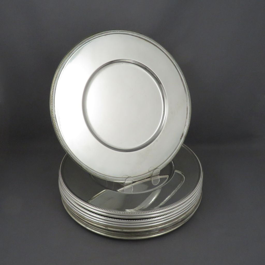 Twelve Christofle Silver Plated Charger Plates - JH Tee Antiques