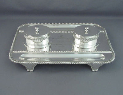 Massive Sterling Silver Inkstand - JH Tee Antiques