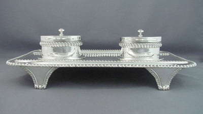 Massive Sterling Silver Inkstand - JH Tee Antiques