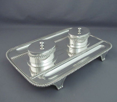 Massive Sterling Silver Inkstand - JH Tee Antiques