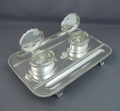 Massive Sterling Silver Inkstand - JH Tee Antiques