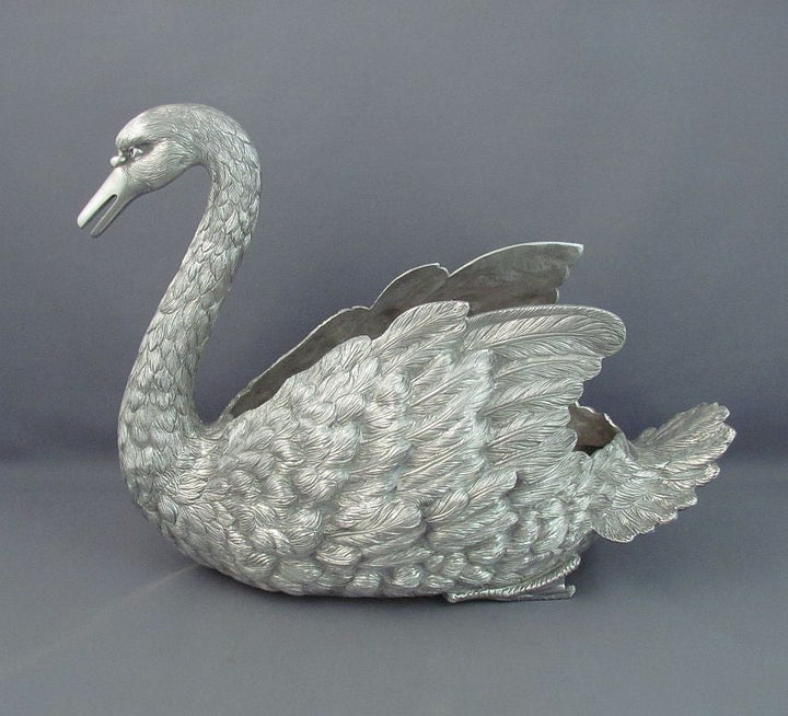 Sterling Silver Swan Centrepiece - JH Tee Antiques