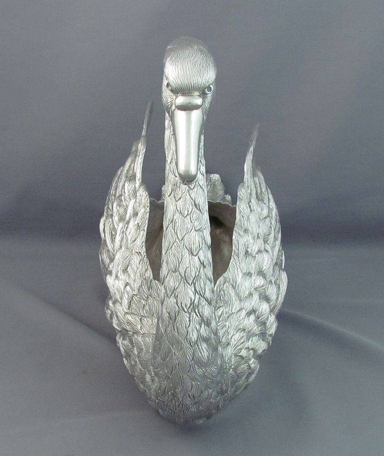 Sterling Silver Swan Centrepiece - JH Tee Antiques