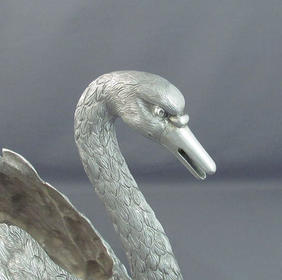 Sterling Silver Swan Centrepiece - JH Tee Antiques
