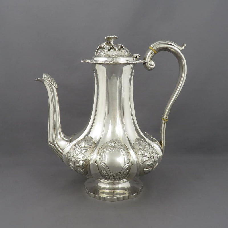 Victorian Sterling Silver Coffee Pot - JH Tee Antiques