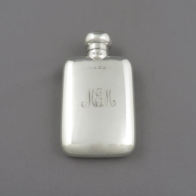 English Sterling Silver Hip Flask - JH Tee Antiques