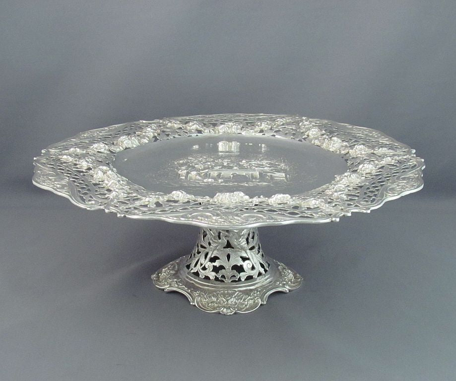 Large Rococo Style Silver Dessert Stand - JH Tee Antiques