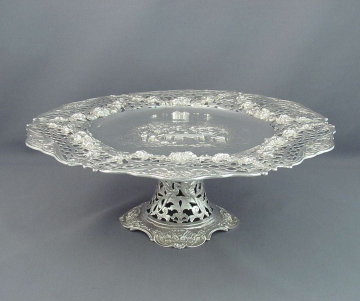 Large Rococo Style Silver Dessert Stand - JH Tee Antiques