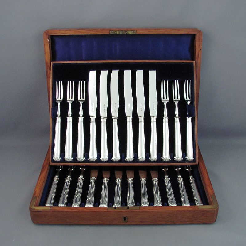 Edwardian Sterling Silver Dessert Service for 12 - JH Tee Antiques
