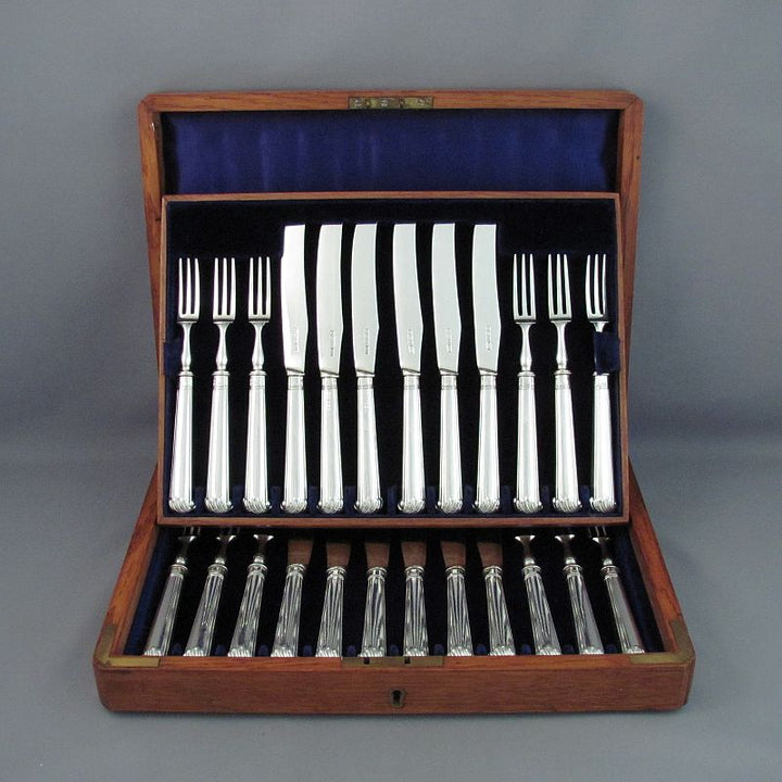 Edwardian Sterling Silver Dessert Service for 12 - JH Tee Antiques