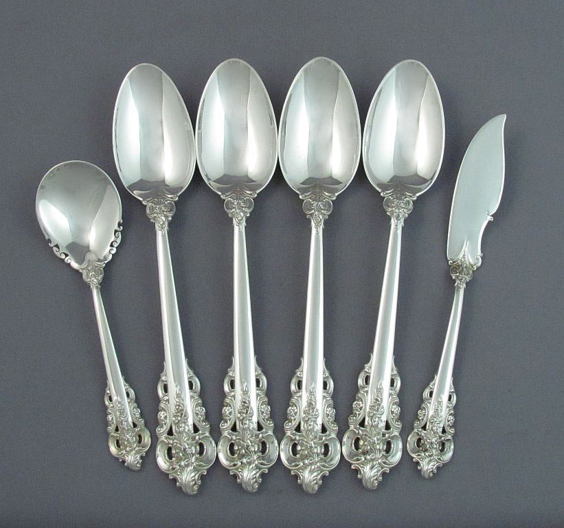 Wallace Grande Baroque Sterling Flatware Set for 12 - JH Tee Antiques