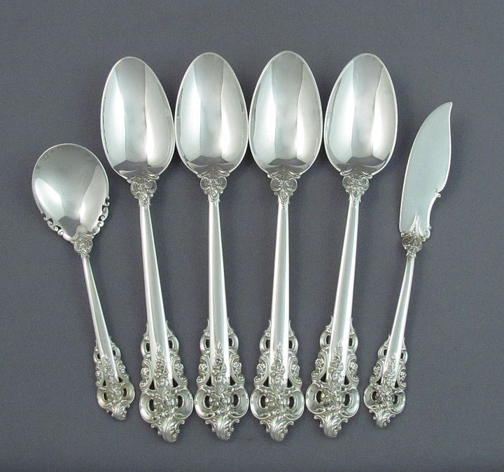 Wallace Grande Baroque Sterling Flatware Set for 12 - JH Tee Antiques