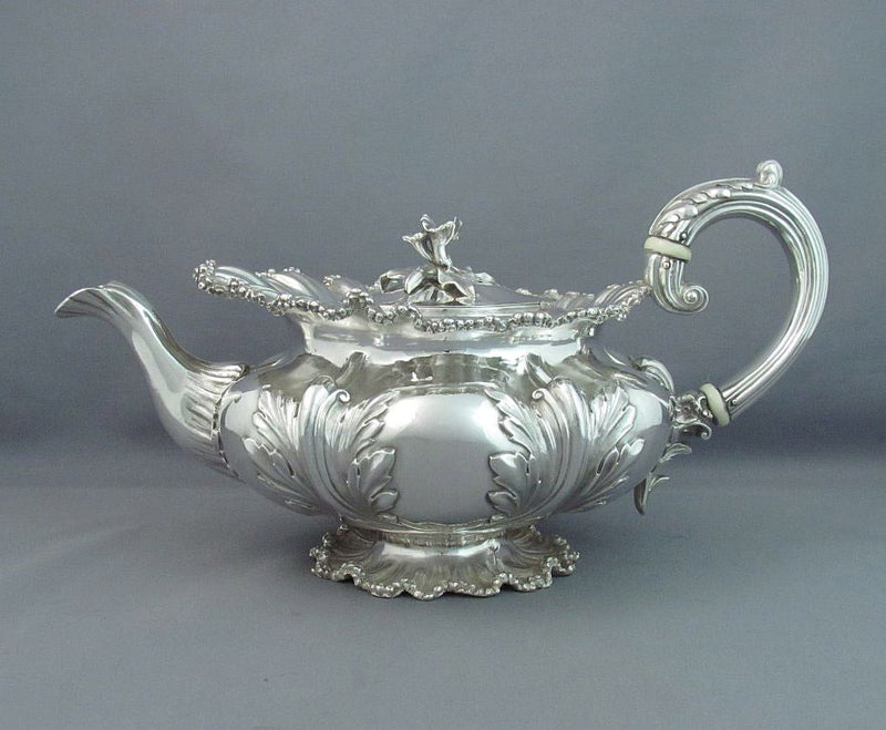 George IV Sterling Silver Teapot - JH Tee Antiques