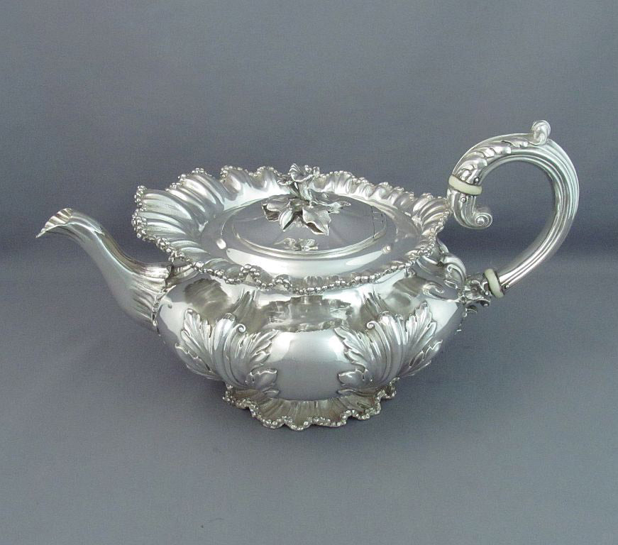 George IV Sterling Silver Teapot - JH Tee Antiques