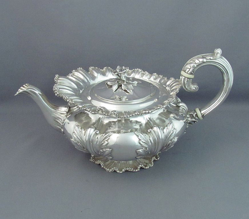 George IV Sterling Silver Teapot - JH Tee Antiques