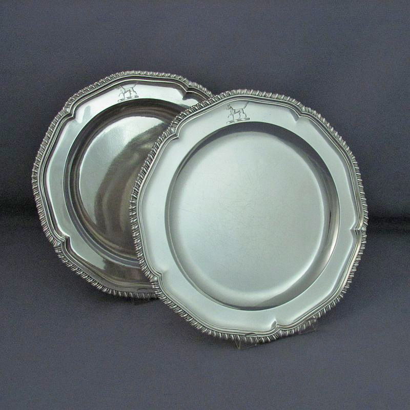 Pair of George III Silver Dinner Plates - JH Tee Antiques