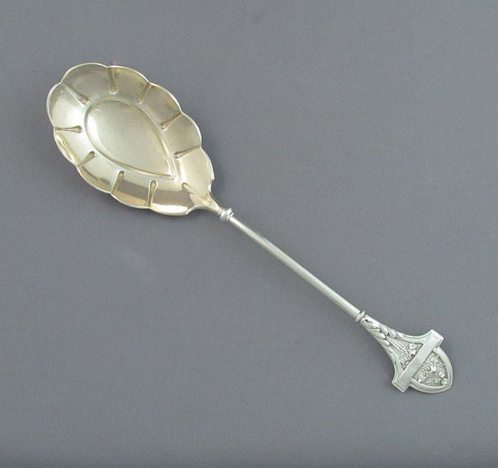Gorham Ivy Pattern Sterling Berry Spoon - JH Tee Antiques