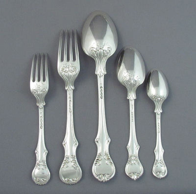 Victorian Sterling Silver Flatware Service for 12 - JH Tee Antiques