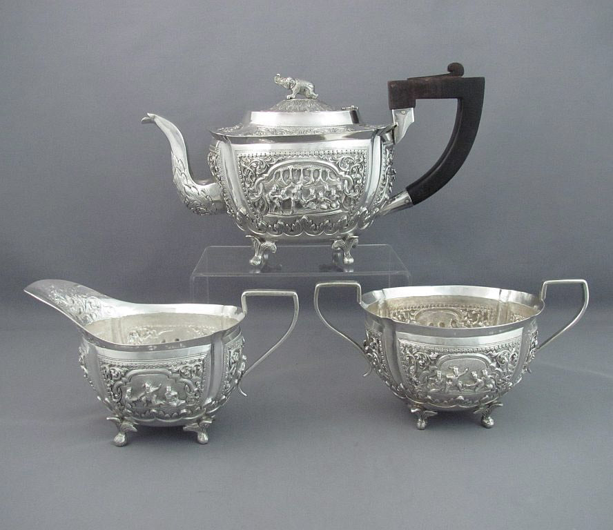 Antique Burmese Silver Tea Set - JH Tee Antiques