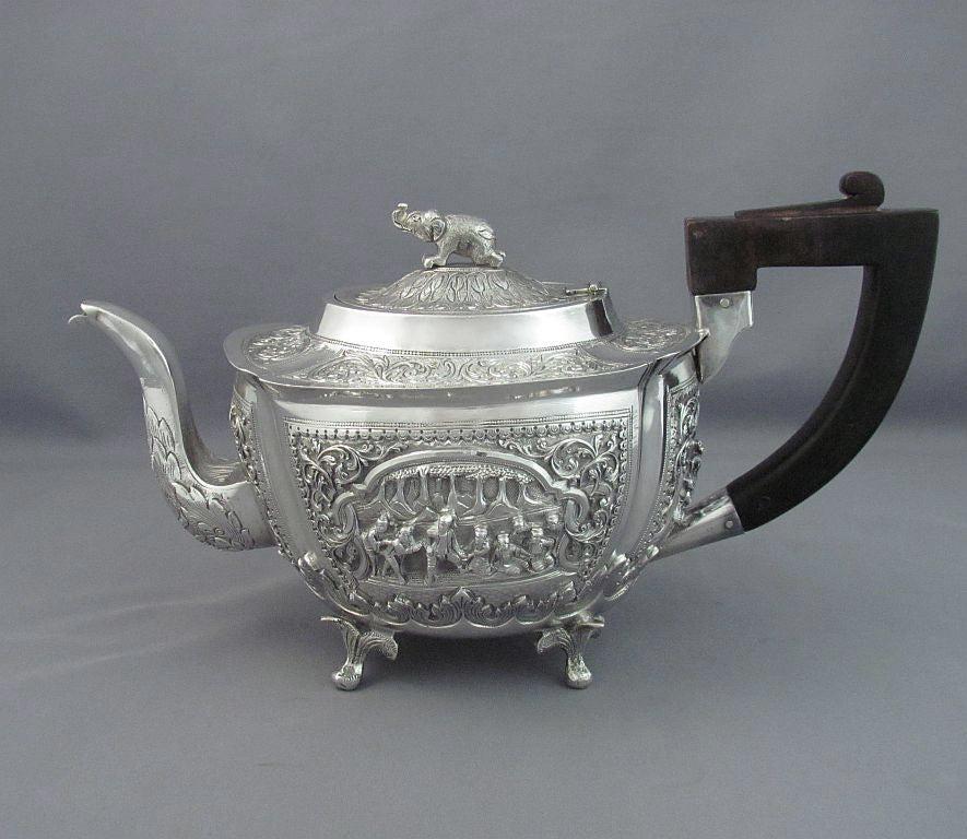 Antique Burmese Silver Tea Set - JH Tee Antiques