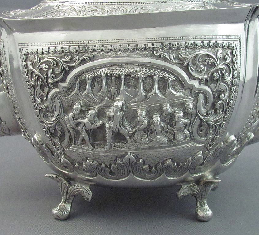 Antique Burmese Silver Tea Set - JH Tee Antiques