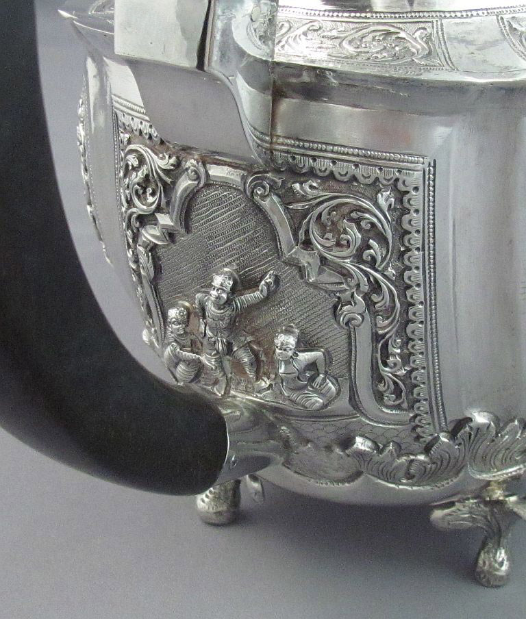 Antique Burmese Silver Tea Set - JH Tee Antiques