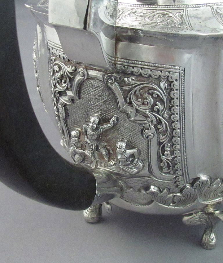 Antique Burmese Silver Tea Set - JH Tee Antiques