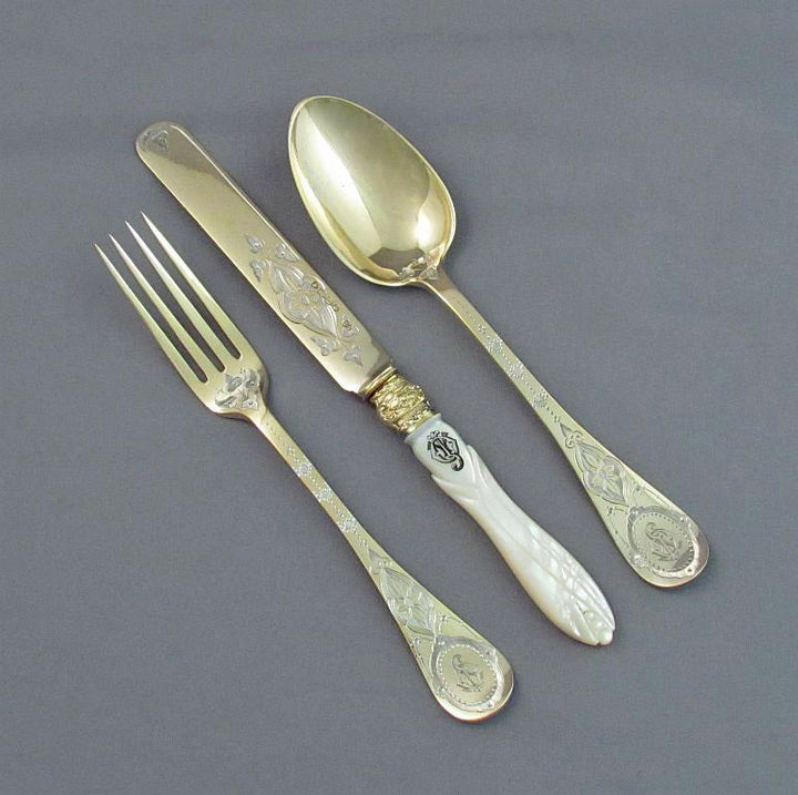 Victorian Sterling Silver Christening Set - JH Tee Antiques