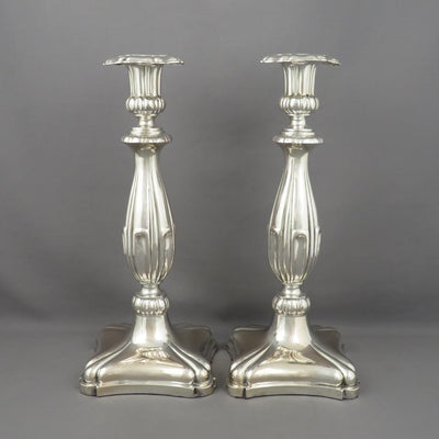 German Biedermeier Silver Candlesticks - JH Tee Antiques
