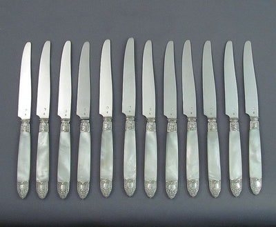 Twelve French Silver Dessert Knives - JH Tee Antiques