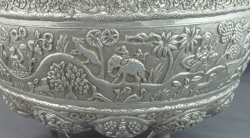 Indian Silver Punch Bowl - JH Tee Antiques