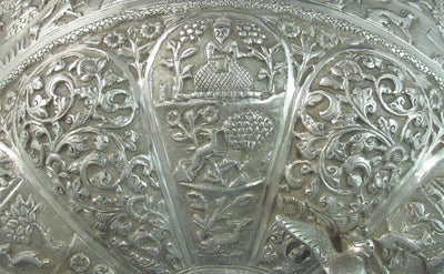 Indian Silver Punch Bowl - JH Tee Antiques