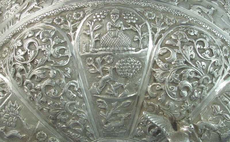 Indian Silver Punch Bowl - JH Tee Antiques