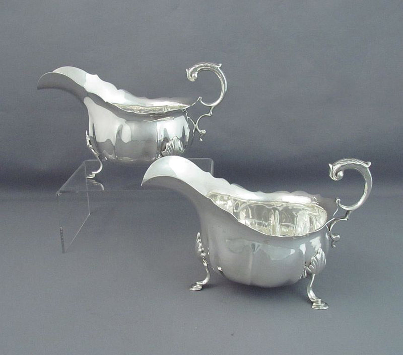 Pair of Sterling Silver Sauce Boats - JH Tee Antiques