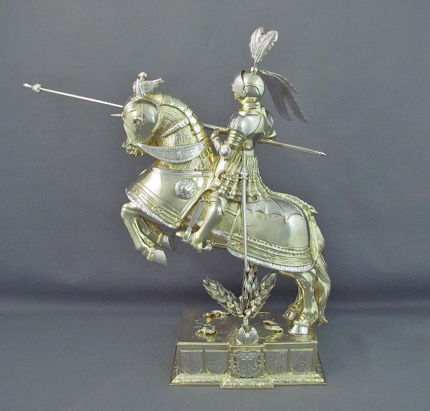 Pair of German Silver Knights on Horseback - JH Tee Antiques