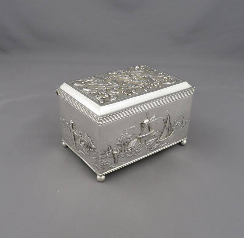 Dutch Repousse Silver Jewellery Box - JH Tee Antiques