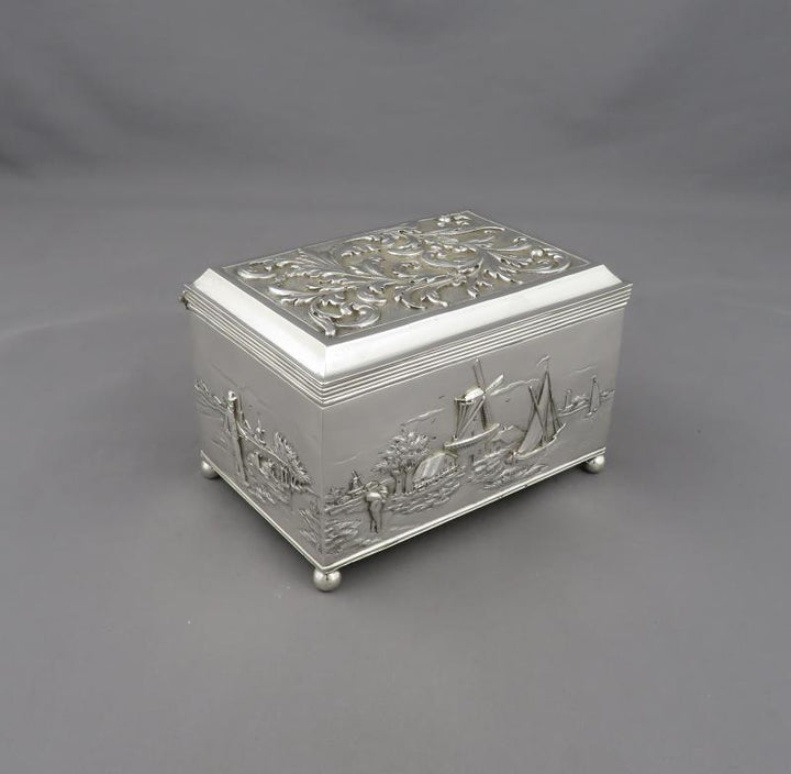 Dutch Repousse Silver Jewellery Box - JH Tee Antiques