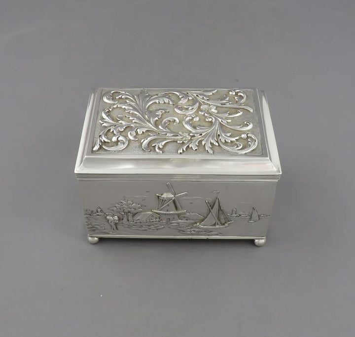 Dutch Repousse Silver Jewellery Box - JH Tee Antiques