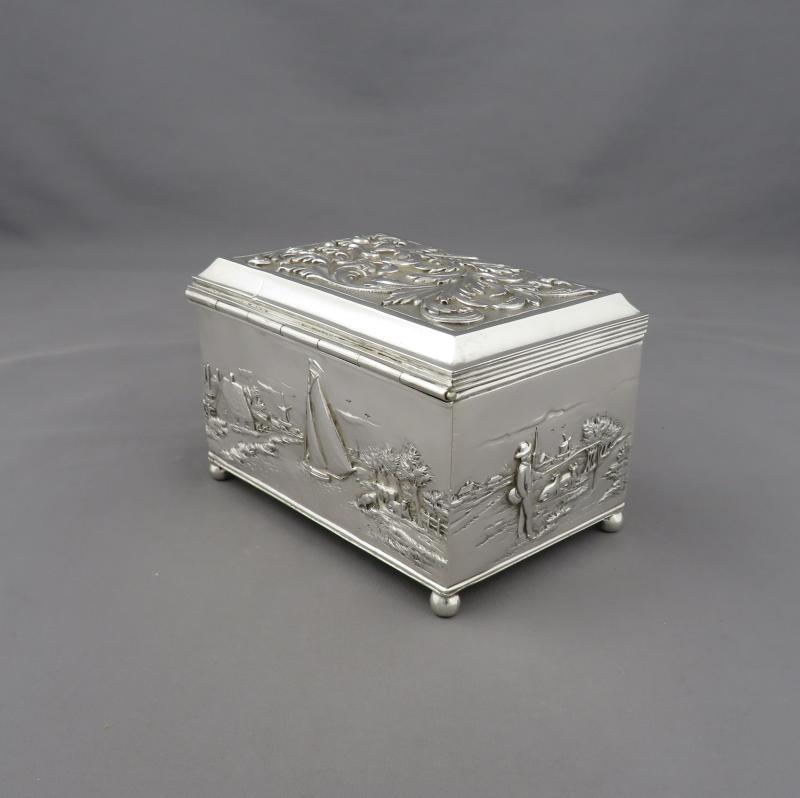 Dutch Repousse Silver Jewellery Box - JH Tee Antiques