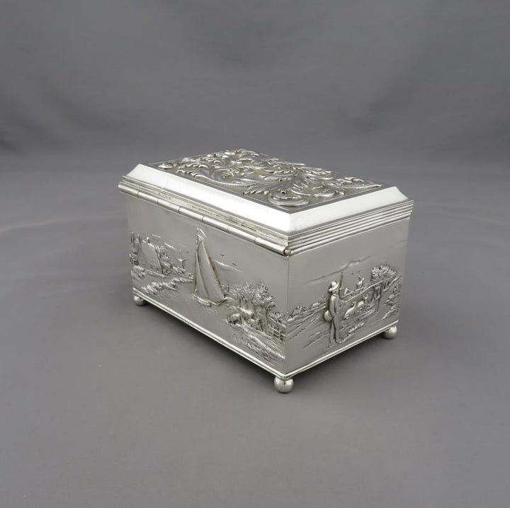 Dutch Repousse Silver Jewellery Box - JH Tee Antiques