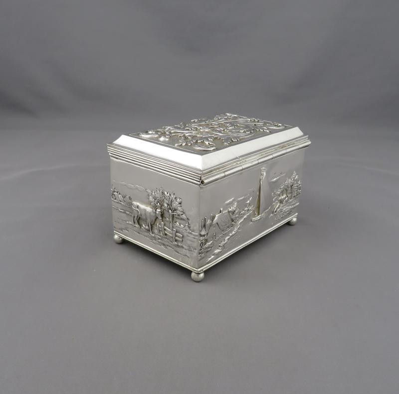 Dutch Repousse Silver Jewellery Box - JH Tee Antiques