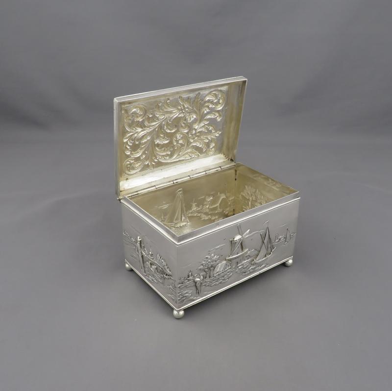 Dutch Repousse Silver Jewellery Box - JH Tee Antiques