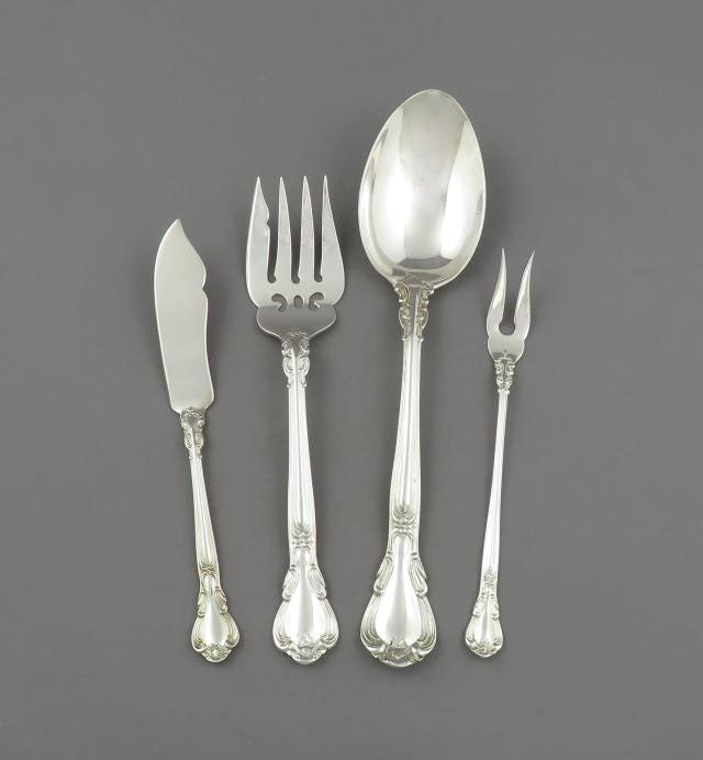 Birks Chantilly Sterling Flatware Service for 8 - JH Tee Antiques