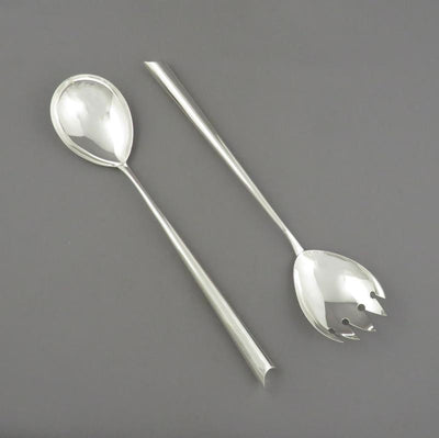 Victorian Sterling Silver Salad Servers - JH Tee Antiques