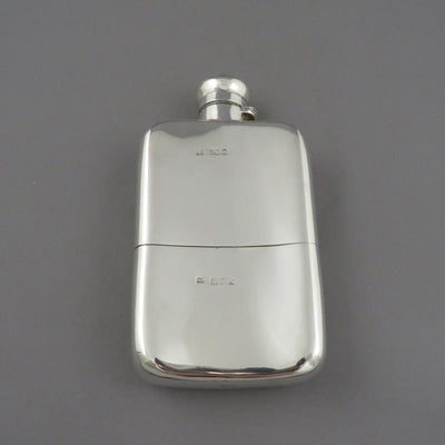 Edwardian Sterling Silver Hip Flask - JH Tee Antiques