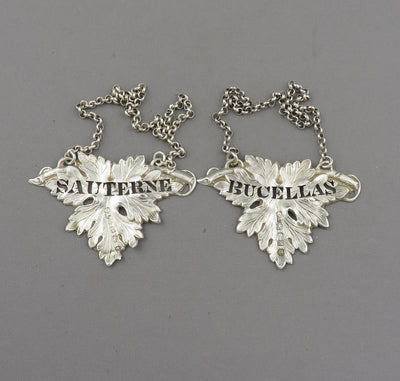 Pair of Victorian Sterling Silver Wine Labels - JH Tee Antiques
