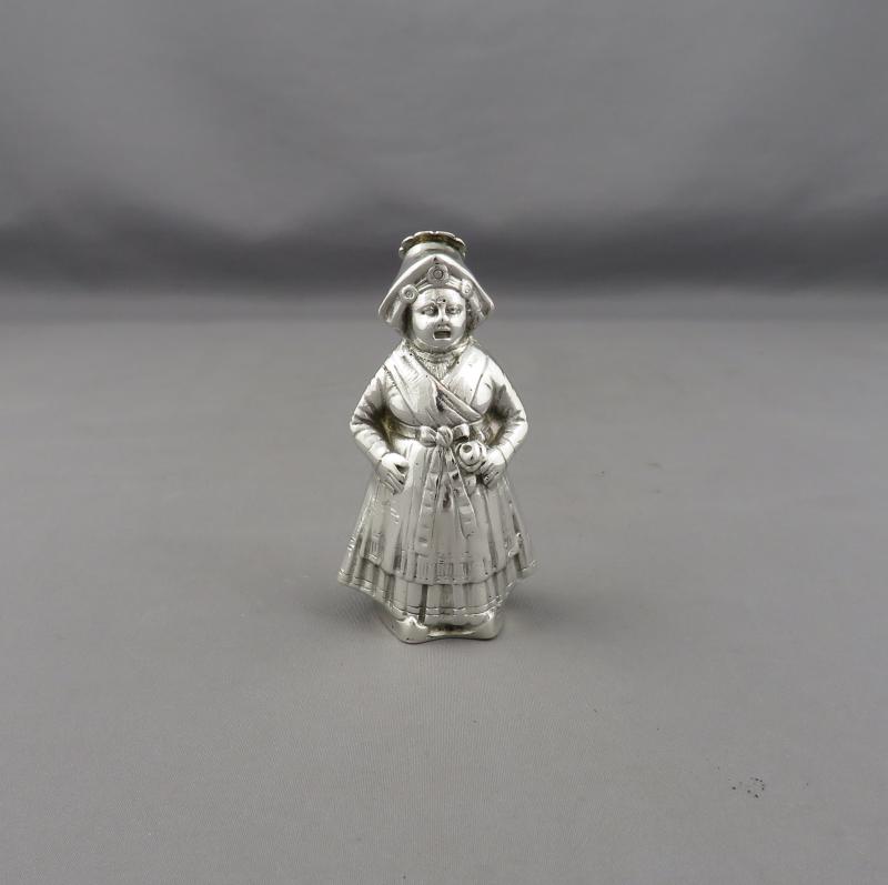 Dutch Girl Novelty Silver Pepper Pot - JH Tee Antiques