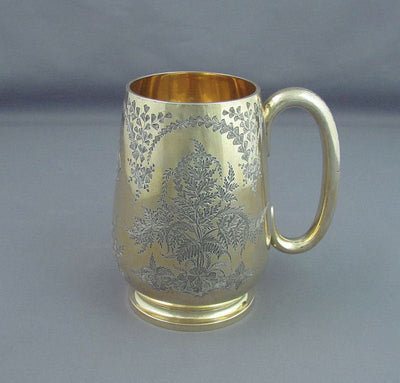Victorian Sterling Silver Gilt Mug - JH Tee Antiques