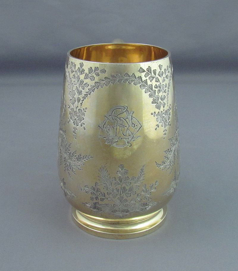 Victorian Sterling Silver Gilt Mug - JH Tee Antiques