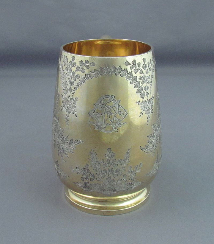 Victorian Sterling Silver Gilt Mug - JH Tee Antiques